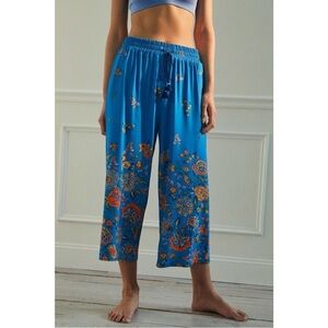 Anthropologie Blue Floral Wide Leg Pants